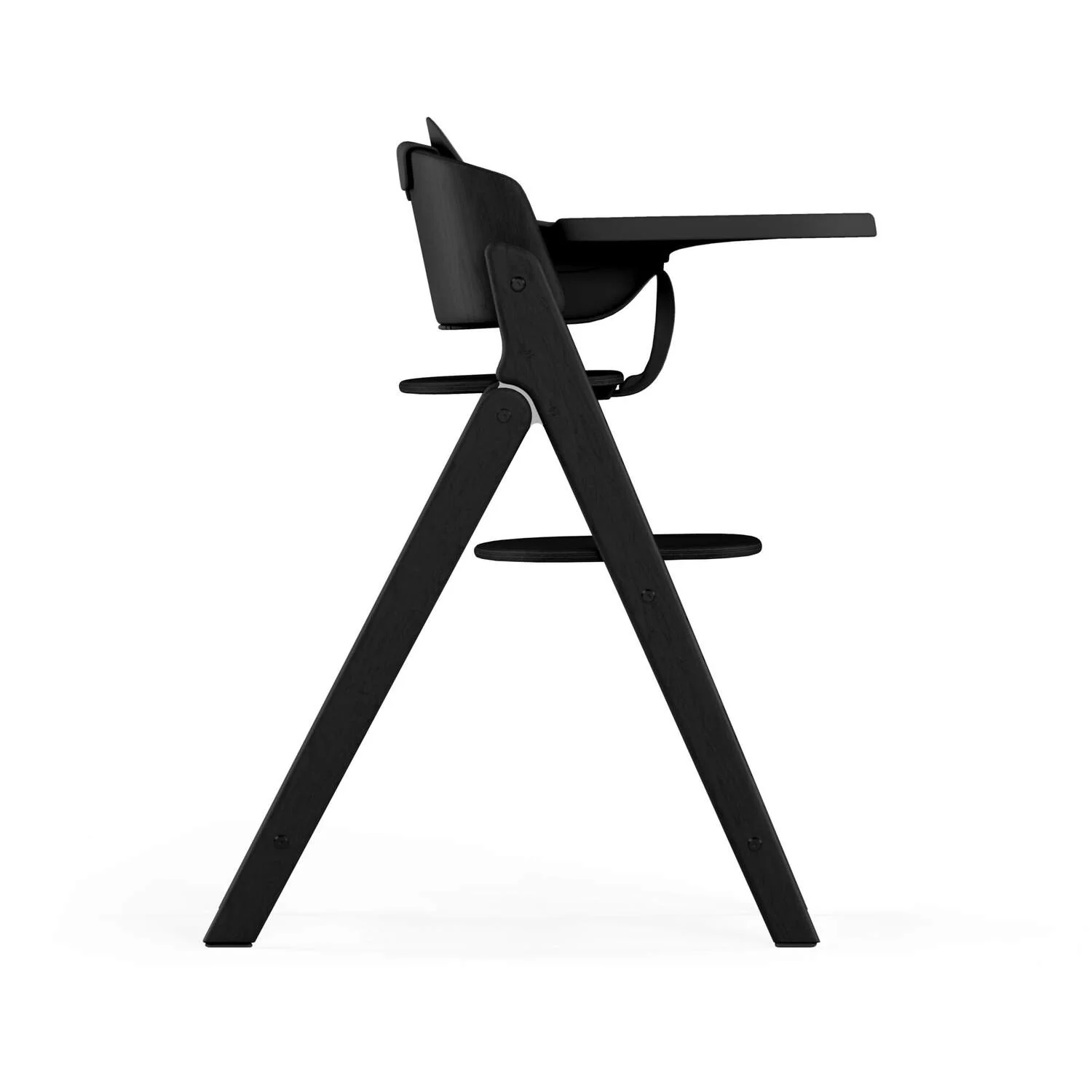 כיסא לתינוק Click & Fold 3-in-1 עם מגש, מושב תינוק ורתמת רצועות עץ טבעי בצבע שחור - Image 9